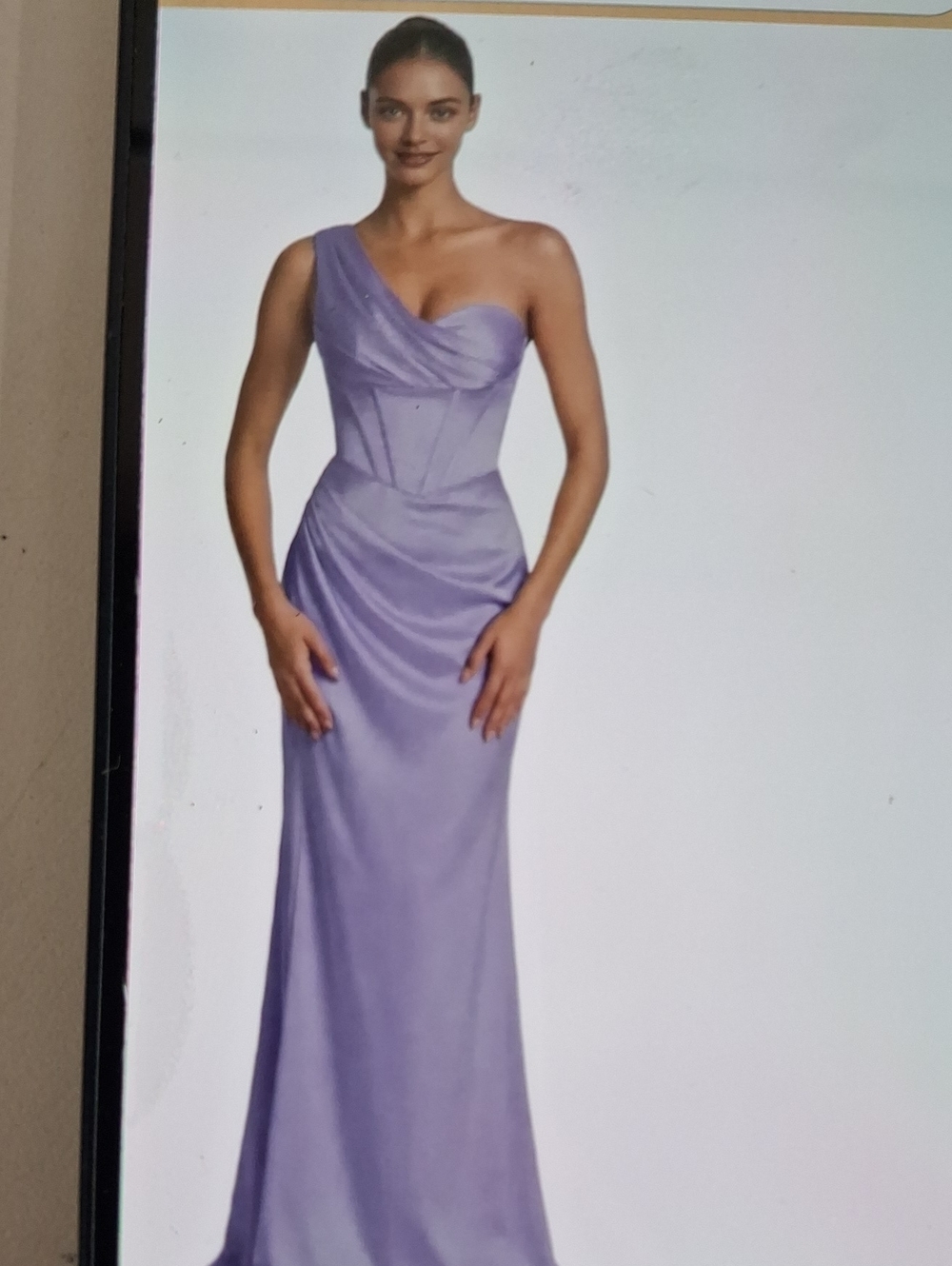 NWT Womens Elegant One-Shoulder Lavender Evening Dress